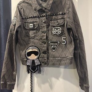 Designer Inspired Black Jacket with Patches